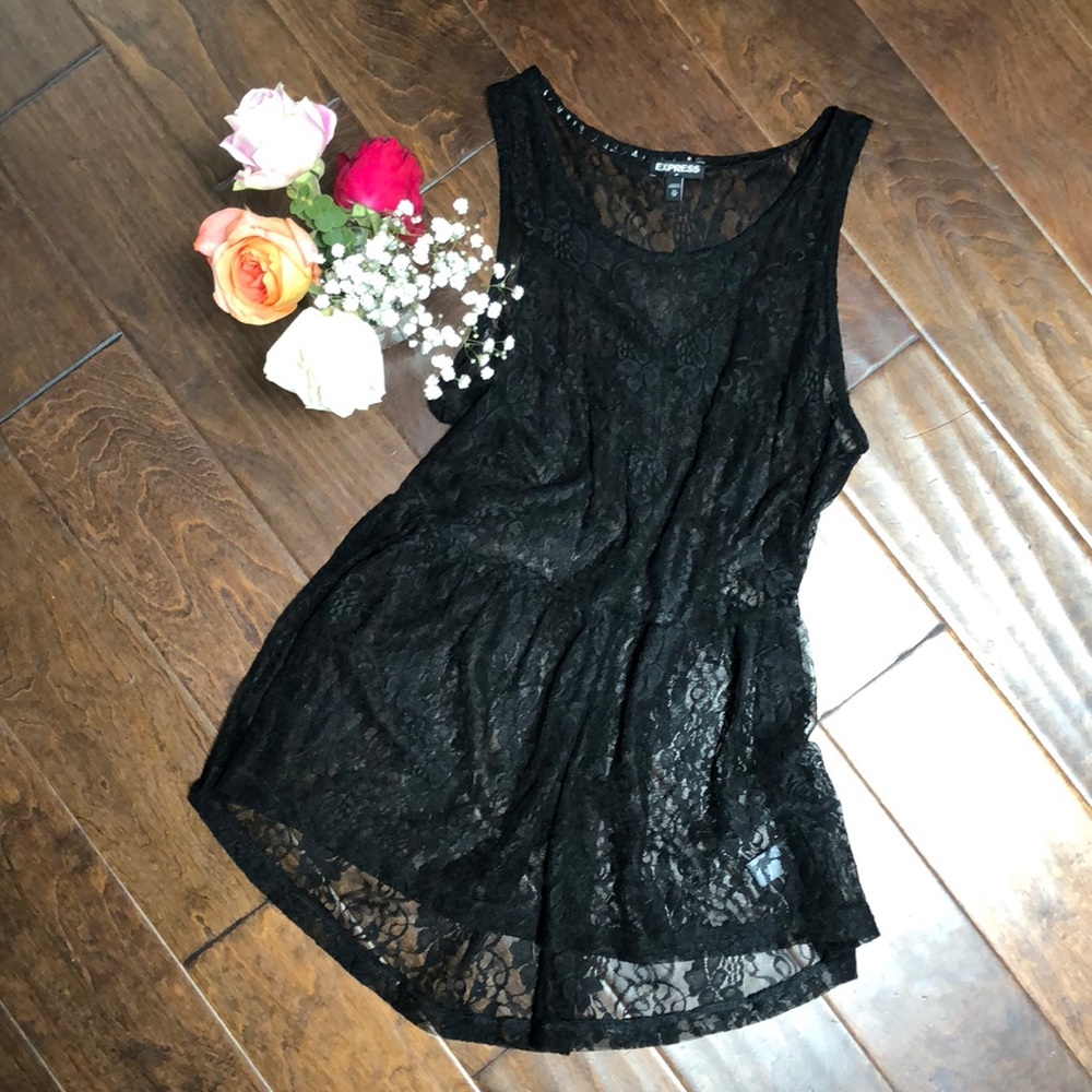 Express Black Lace Tunic Tank Top Size Small NWOT